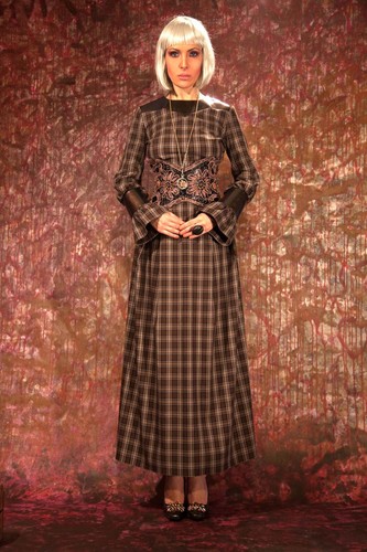 Woman Clothing Luxury Couture Dress Elegant British Tartan Plaid Checkered Prom - Picture 6 of 24