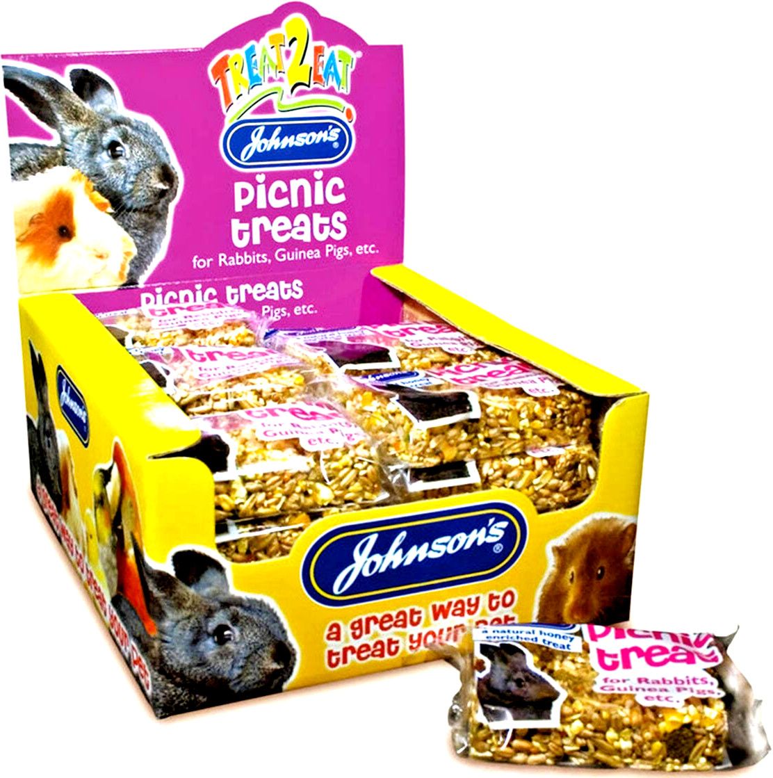 24 x 50G JOHNSONS PICNIC TREATS : Animal Pet Seed Food Snacks Rabbit Guinea Pig