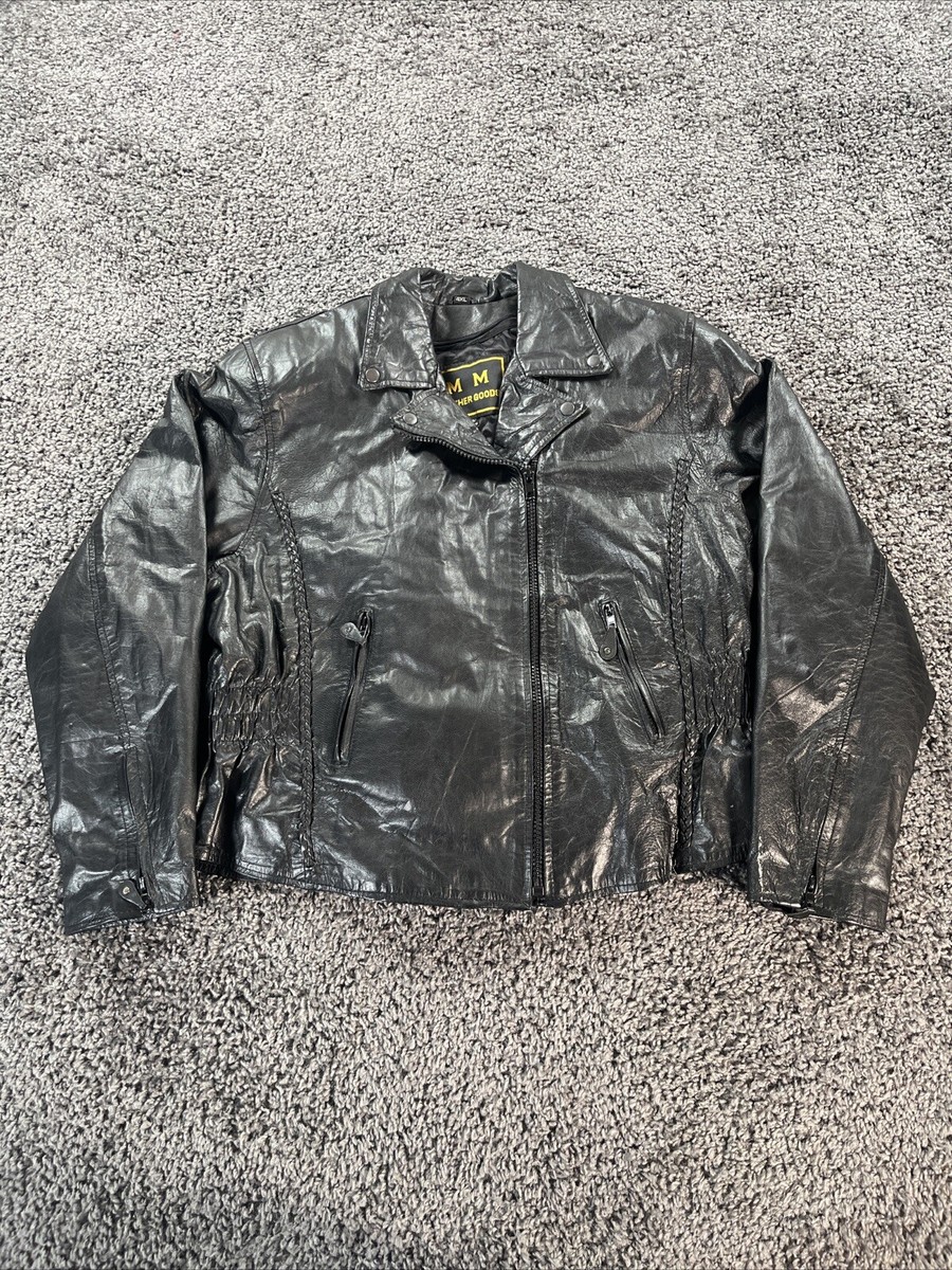 お買い得モデル Black XL Mens Jacket Leather Goods Leather Mm Vintage Full 90s Zip ジャケット・アウター