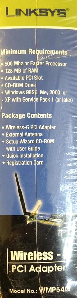 Linksys Cisco Wireless-G WMP54G Desktop PCI Network Adapter 54Mbps NEW Sealed - Image 4 of 4