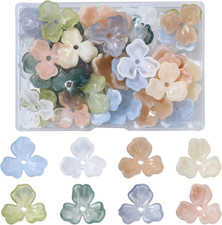 40 Pcs 8 Colors Three Petal Flower Bead Caps Spring Floral Acrylic Spacer Beads