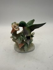 Vintage Porcelain Hummingbird Figurine Hand Painted Flowers KW464N *