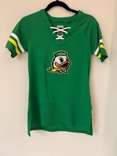 Women's Oregon Ducks Hockey Style Lace- Up V-Neck Jersey Size Small- NWOT