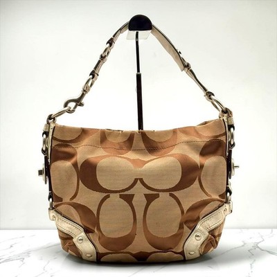 COACH Vintage Silver Studded Leather Shoulder Bag 29cm X 25cm 5cm width