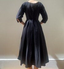 Vintage 1970s Laura Ashley black Edwardian style dress with sculptural pleats