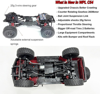 RC Rock Crawler 4X4 RC Truck WPL C54 1/16 RC Crawler RTR Remote Control Truck...