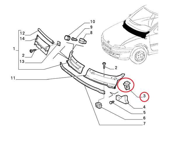 Klammer Festsetzung Wappenschild Vorne Fiat Marea Original 46459200-image