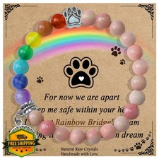 Pet Memorial Bracelet Chakra Rainbow Bridge Loss Gift Dog Cat
