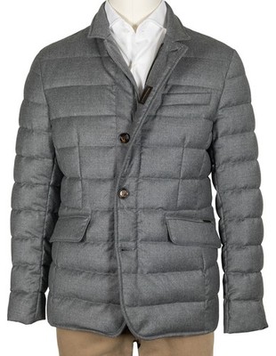  MooRER Grey Marl Virgin Wool Cashmere Quilted Jacket