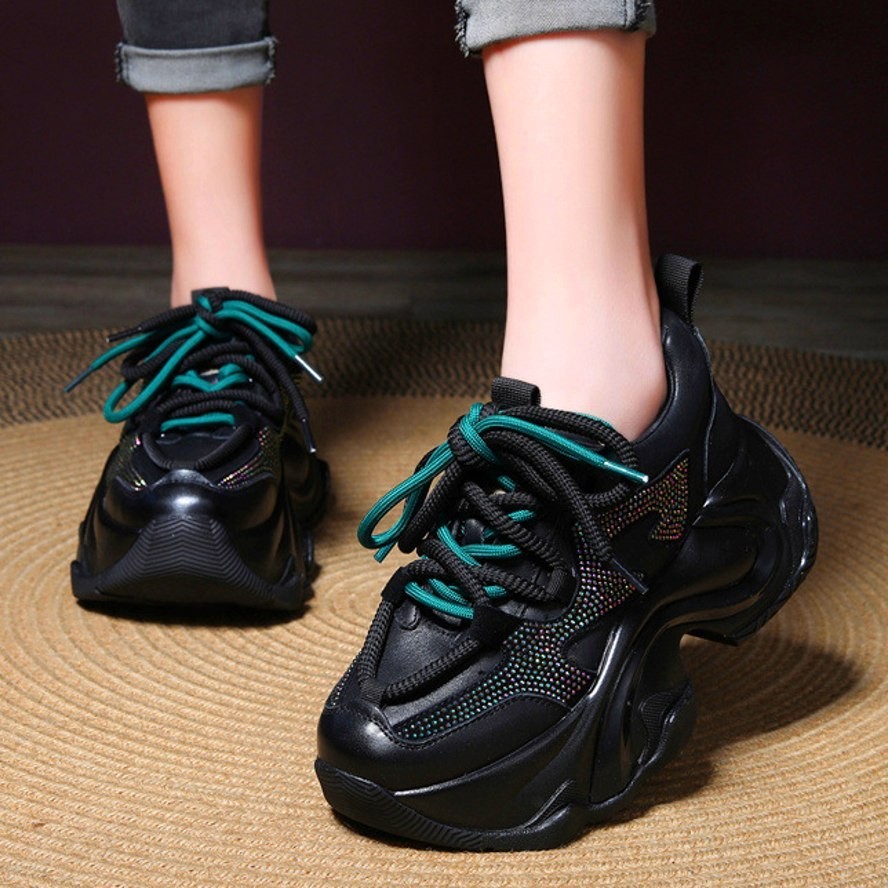 SAOLA Stivali suola spessa donna vera pelle moda sneakers grosse plateau comodi