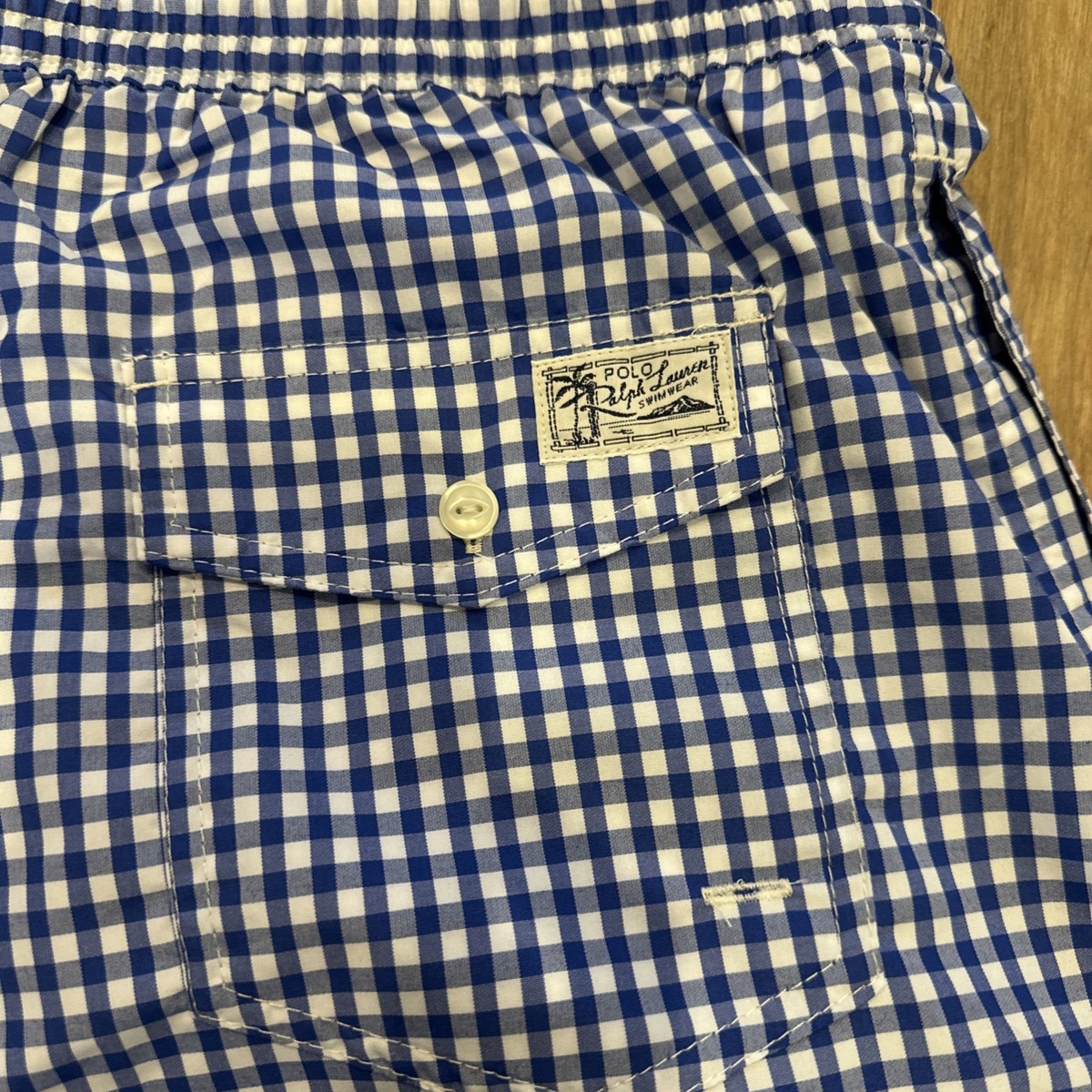 Polo Ralph Lauren Blue GINGHAM PLAID Traveller Swim Shorts Bathing