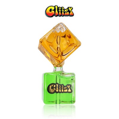 3.5 IN GLIIZY CUBELET GLASS HAND PIPE *USA*