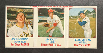 1975 Hostess Panels 109/110/111 JOHN GRUBB / JIM KAAT / FELIX MILLAN - LQQK