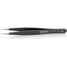 KNIPEX Tweezers,ESD,Straight,5-1/4 In,SS,Black (922869ESD)