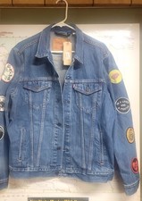 Levi's Limited Men's Arm Patched Blue Trucker Jacket Large L New