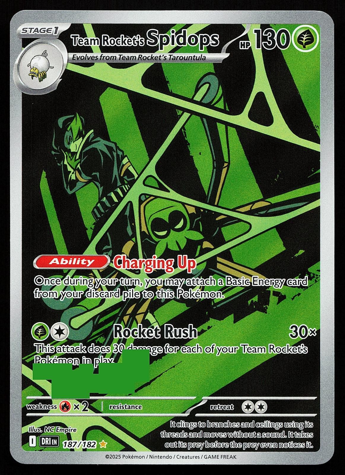 Team Rocket's Spidops 187/182 Holo Destined Rivals Pokemon Card