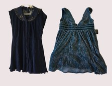 Bundle - Lulus Teal Metallic Mini + Alice & Olivia Navy Dress Size Large *Fair*