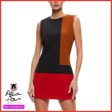 Alice + Olivia Wynell Black Red Brown Colorblock Fitted Mini Dress 12
