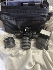 Canon AE-1 SLR Black Body With Lenses , Flash , Bag