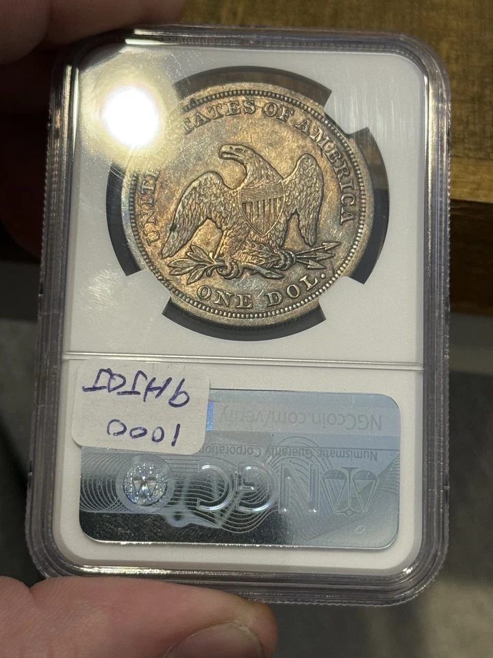 1846 XF45 NGC Seated Dollar Rare Original Toned Low Mintage Key Date - Image 2 of 3