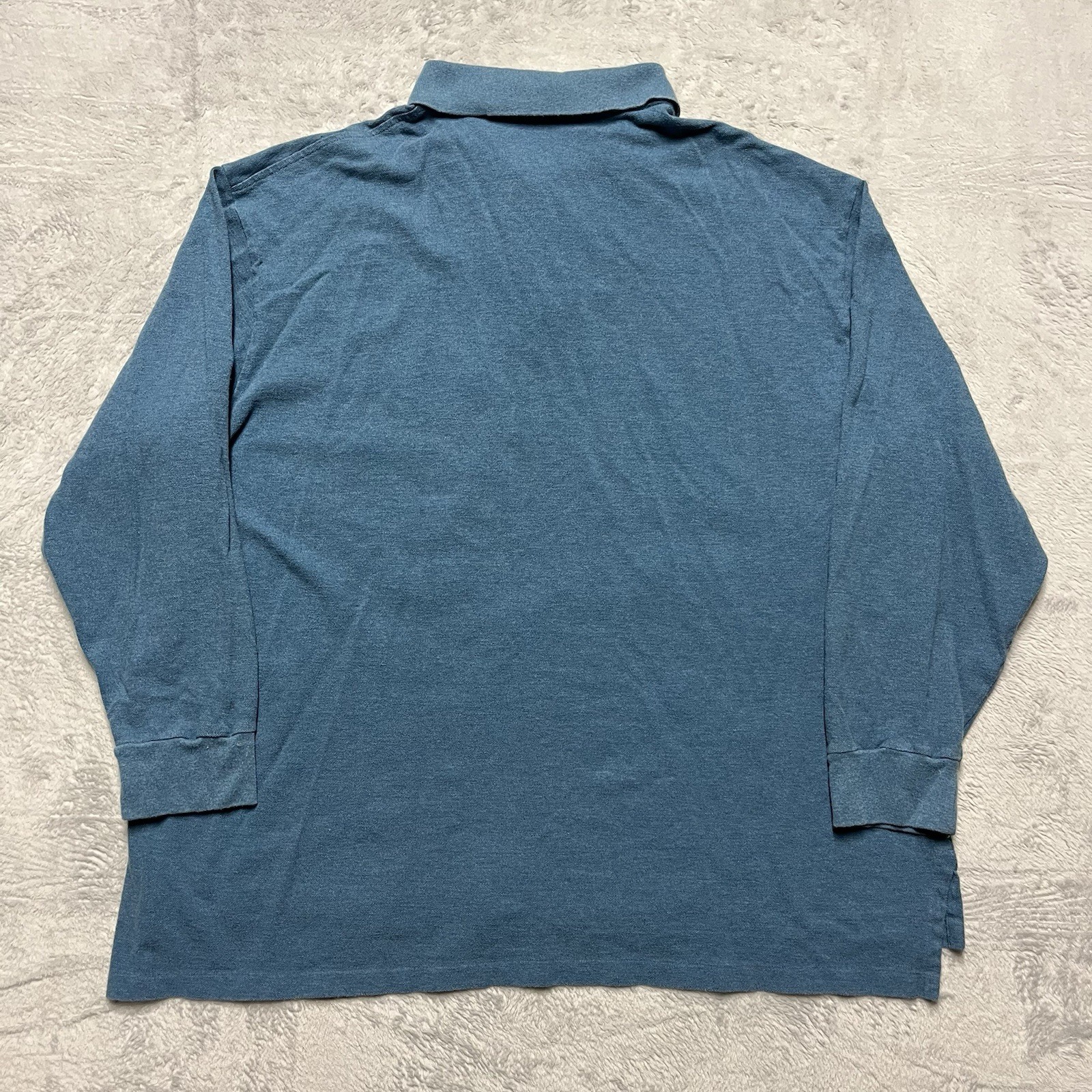 Polo Ralph Lauren camicia uomo 3XB grande blu cotone manica lunga pony preppy casual