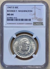 Exceptional 1947 D Booker T. Washington Commemorative Half Dollar - NGC MS64
