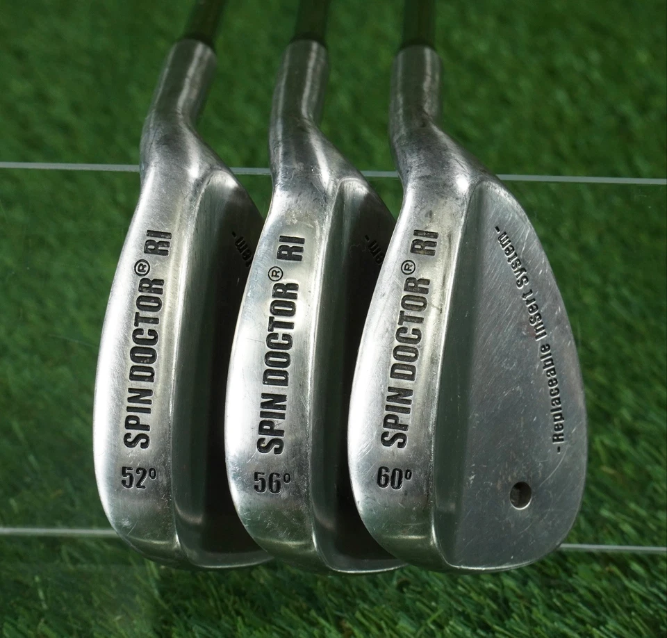 SISTEMA DE INSERCIÓN REEMPLAZABLE SPIN DOCTOR RI CUÑAS GW, SW, LW 52° 56° 60° EMPUÑADURAS NUEVAS Foto 3 de 4