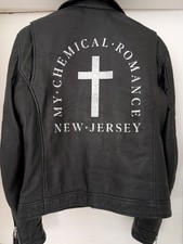 My Chemical Romance Official Merch Black Leather Biker Jacket M New Jersey Print