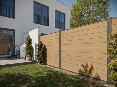Sichtschutzzaun Sichtschutz Gartenzaun Windschutz WPC 180x180cm grau Zaun Garten