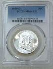 1950-D Franklin Half Dollar PCGS MS64FBL Frosty White PQ New Holder #V301A