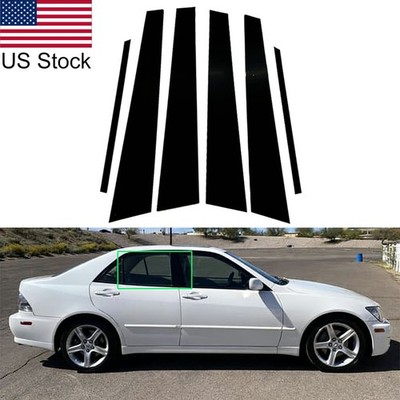 For 2001-2005 Lexus IS 6pcs Glossy Black Pillar Posts Covers Window Door Trim