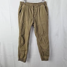 American Rag Cie Joggers Mens Medium Tan Skinny Moto Ruched Thighs Athleisure