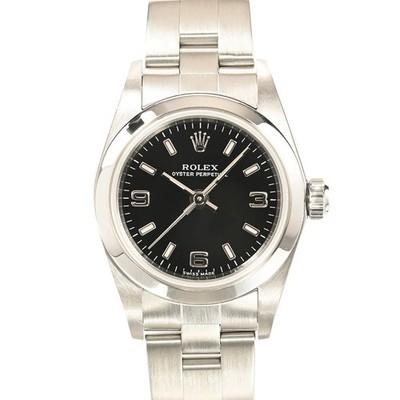 ROLEX Oyster Perpetual 76080 schwarz Gehäusegröße 24 mm gebrauchte Damenuhr #...