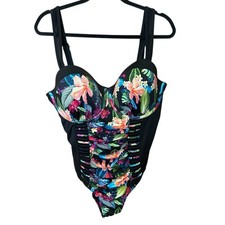 Swimsuits For All Women's Ruched Underwire One Piece Colorful Swimsuit Size 20