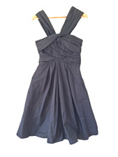 Hobbs Womens Little Black Party Prom Dress Uk 10 Taffeta Netted Fit & Flare