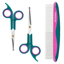 Pet Grooming Scissors Kit, Dog Grooming Shears with Stainless Steel Rounded T...