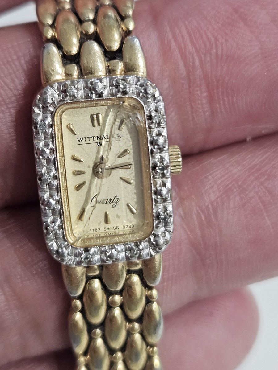 VTG Wittnauer Swiss Quartz Women's Diamond Gold Plate Watch #0280