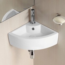 Tulla 450 x 325mm Cloakroom Small Quarter Circle Corner Wall Hung Basin Sink