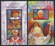== CENTRAFRIQUE. 2 blocs ★★ 10e anniversaire intronisation Benoît XVI - 2015 ==