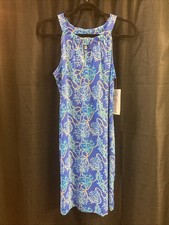 Lulu B S Keyhole Dress Blue White Upf50