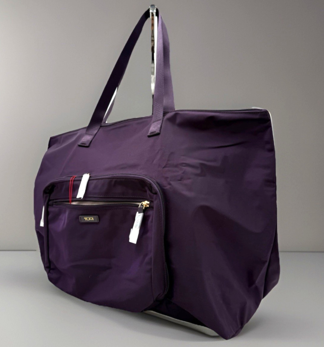 AUTH NWT Tumi Denton Packable Lightweight Durable Nylon Tote Bag In BLACKBERRY