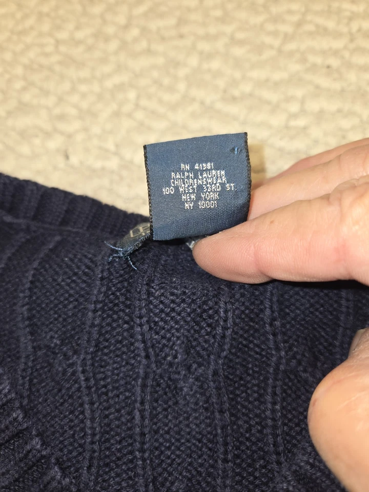 Polo By Ralph Lauren Mujer Tejido con Cable Suéter Chaleco Azul Marino Preppy Foto 3 de 4