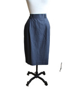 Vintage 80's Charcoal Gray 100 Wool Straight Midi Skirt 31" Waist pockets 