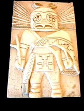 Native  American Hopi Owl Kachina Tile Wall Handcrafted Hanging  Sand Pottery