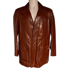 Vintage Berman's The Leather Experts Men's 40/48 See Tag Leather Jacket Brown