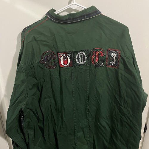 Vintage COOGIE Men's Green Plaid Embroidered Button-Up Shirt XXL - Picture 8 of 11