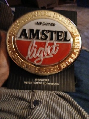 VINTAGE AMSTEL LIGHT LIGHTED IMPORTED BEER TABLETOP SIGN NOS.