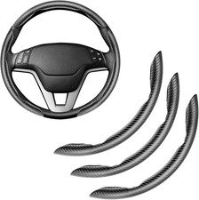 3pcs Carbon Fiber Anti-Skid Steering Wheel Cover, Segmented - Universal Design