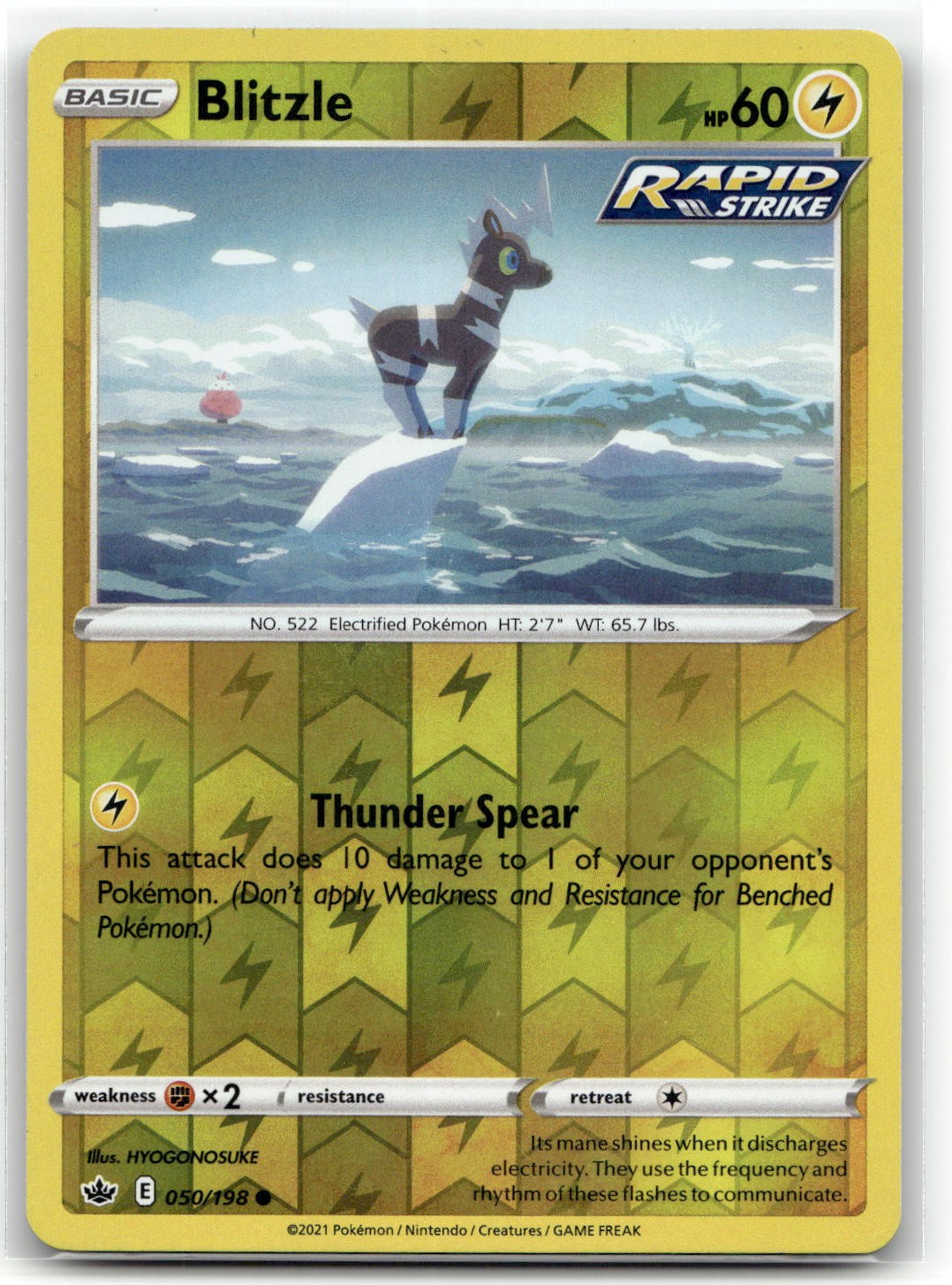 Blitzle 050/198 Common Chilling Reign Pokemon Reverse Holo LP