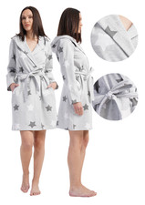 Damenbademantel Bajowy mit Kapuze und Taschen, XL, bequem, warm zum Binden